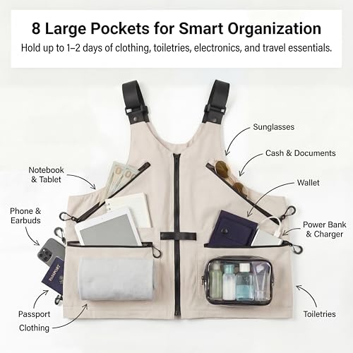 Image of 2-in-1 Convertible Travel Vest with Pockets for Men & Women | Avoid Carry-On Fees | Wearable Luggage | Vest Bag