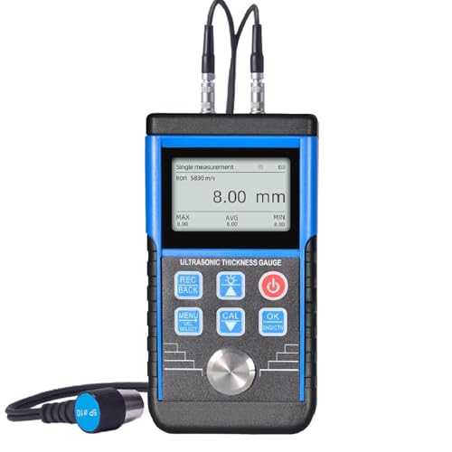 Calibrador de espesores ultrasónico Kethvoz, rango 0,8 mm–500 mm / 0,031–19,685 pulgadas, con calibración automática y velocidad del sonido ajustable, para acero, latón, vidrio, cerámica y PVC miniatura 1