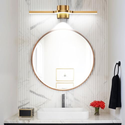 Image of SOLFART Brushed Bronze LED Bathroom Light Fixtures 24 Inch Dimmable Bathroom Vanity Lights Modern Wall Light for Bath Vanity Lighting Fixtures D