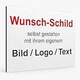 Individuelles Schild mit Wunschtext - Alu-Dibond 3mm in 3 Größen - individueller Druck personalisiert mit Foto, Text, Logo - für Einfahrt, Firma, Haus, Zaun, Carport