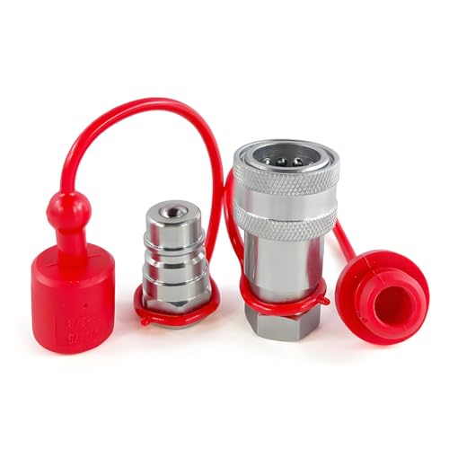 Image of 3 /8 inchBody 3 /8 inch NPT Thread Ag ISO 5675 Hydraulic Quick Connect Pioneer Style Coupler with Dust Caps