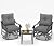 VONZOY 3 Piece Outdoor Swivel Chair, Patio Furniture Metal Rocker Bistro Set with Rocking Chair, Thick Cushions and Table for Porch Garden Balcony?Grey?