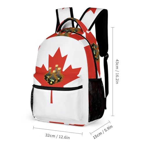 Canada Maple Syrup Canadian Flag Travel Backpack Lunch Box Pencil Case 3Pcs Set for Men Women Office Outing University2