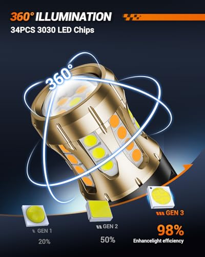Image of SEALIGHT 3157 Switchback LED Bulbs 3057 3457 4157 Dual Color Amber /White Anti Hyper Flash With Extra Resistor Error Free Turn Signal Lights and DRL /Parking Lights, 2PCs