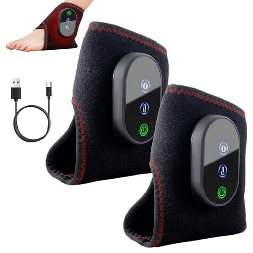 Masajeador de pies 3 en 1, dispositivo de masaje de pies eléctrico con calor, masajeador de pies, circulación sanguínea para pies neuropatía, 3 modos, 3 niveles de calor, portátil para tobillo, talón