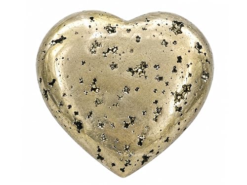 Image of Crystal Heaven Raw Pyrite Crystal Heart Palm Pebbles Stones For Anxiety Stress Relief Massage - Aaa Grade Original Healing Gemstone Agate Heart Palm Stone For Yoga Meditation Spiritual