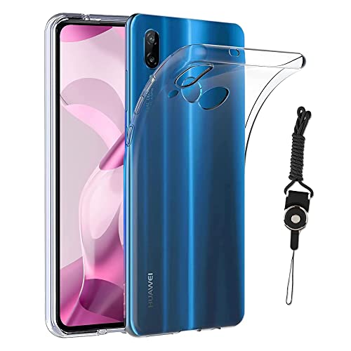 HUAWE P20 Lite 用の ケース カバー P20 Lite HWV32/Nova 3e クリア TPU 耐衝撃 極薄 黄変防止 柔らかい すり傷防止 指紋防止 耐久 携帯便利 ストラップホール付属 ネックストラップ付 HUAWE P20 Lite