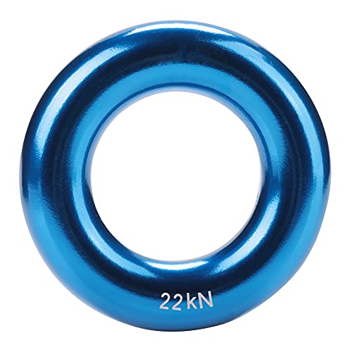 lvifloae Round Aluminum Rappel Ring Climb Tension Aluminum Alloy O Ring for Rock Climbing, Arborist, Rescue, Hammock Slackline Tension (Blue) (Blue)
