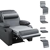 HOMBYS 5-in-1 Recliner Seat Cushion for Elderly+Lumbar Support Pillow + Leg Pad, with Adjustable Half Moon Neck Pillow & Footrest, Foam Filling with Velvet Fabric, Thick & Non-Slip, Grey