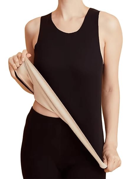 Women's Thermal Underwear Tops Thicken Plus Velvet Camisole Apricot Sexy Stretchy Slim-Fit Body Shaper Vest Shirt (Free Size) (Bust Size : 66 to 90 CM) Stretchable