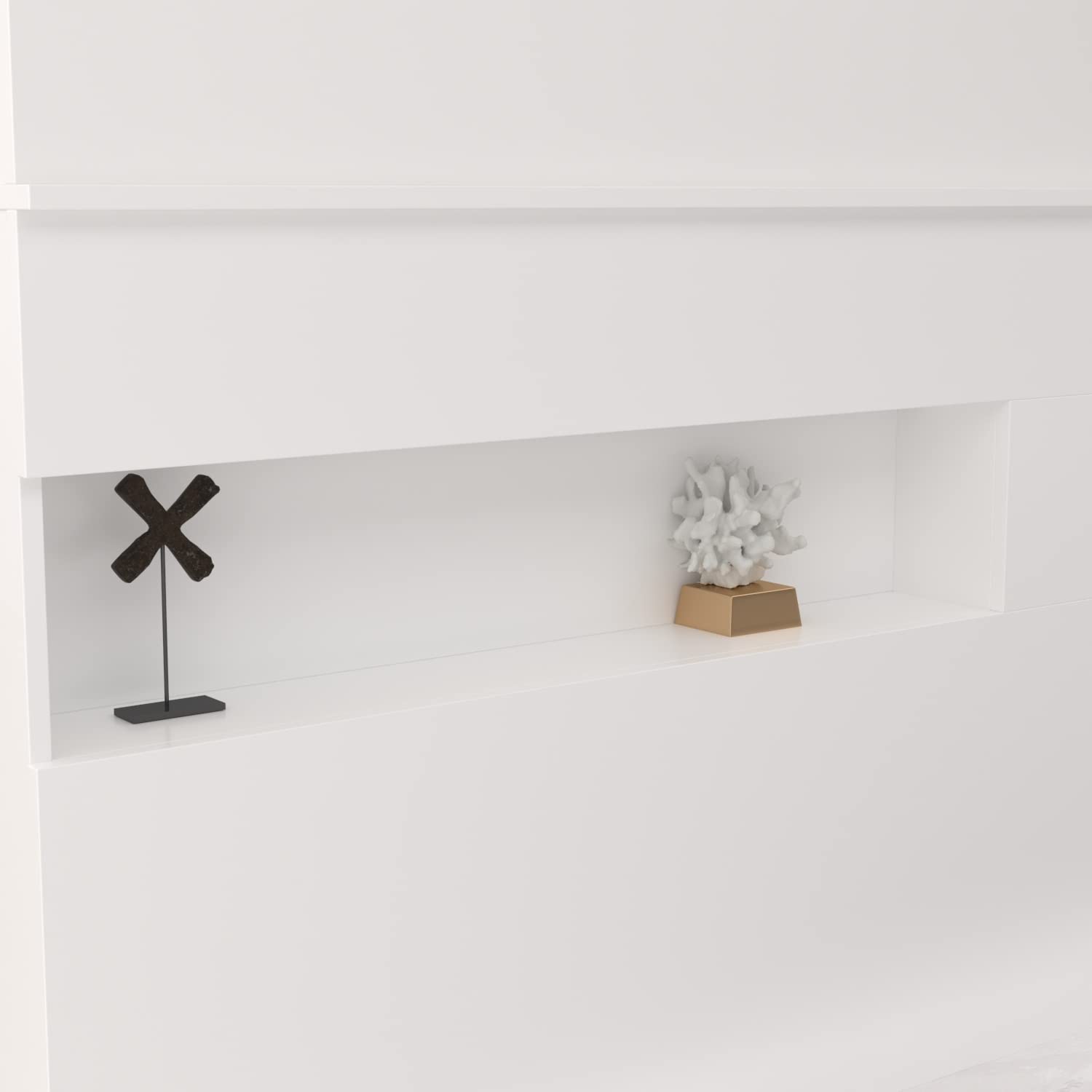 Caldion Empfangstheke mit LED-Beleuchtung, Rezeptionstisch mit Schublade und Regalen, Weiß 120x50x100 cm MDF