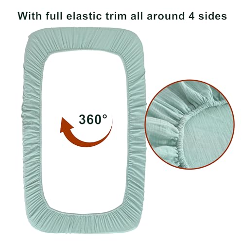 Image of NTBAY 2 Pack Muslin Cotton Crib Sheets, Soft and Breathable Double Layer 28x52 Baby Crib Sheets for Standard Crib and Toddler Mattresses, Boys, Girls, Unisex, Mint, 28x52 Inches