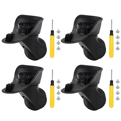 4Pcs Universal Swivel Wheel Right (Small) Suitcase Wheel (4R) 115W Series W041 Wheel Replacement Black