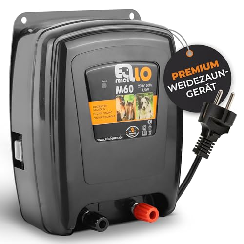 Ellofence Weidezaungerät 230V Netz M60 - Extra starkes & leises Elektrozaungerät - Premium Weidegerät für alle Haus- und Nutztiere geeignet - Stromzaungerät mit Zaunkontrollanzeige