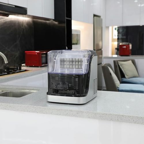 Máquina fabricadora de hielo para mostrador AMNOOL, compacta y portátil, produce cubos de hielo transparentes y cuadrados miniatura 5
