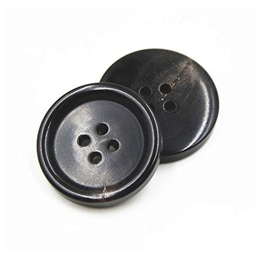 10PCS Botones de Ropa - Botón de Costura de Cuerno de Moda 4 Agujeros Botón de Forma Redonda Establecido para Hombres Mujeres Suéteres, Uniforme, Camisa, abrigo y Chaqueta (Negro, 28mm)