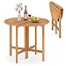 COSTWAY Gartentisch Wetterfest Klappbar Holz, Ø 90 cm Holztisch, Klapptisch aus Akazienholz, Balkontisch, runder Esstisch für Garten, Balkon, Terrasse, 90 x 90 x 75 cm