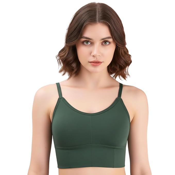 Women's Seamless Padded Sports Bra Crop Top, Stretchable Wire-Free Bralette, Soft Breathable Full Coverage Yoga Bra with Removable Pads for Gym, 28 to 32 Size Multi Multicolour-picture-24