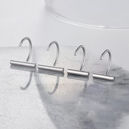 Image of CHIC & ARTSY 925 Sterling Silver Half Hoop Earrings for Women, Small Huggie Hoops Set with Ball Bar Star Moon Cross & Pearl, Lightweight Comfort Fit Everyday & Sleep Earrings