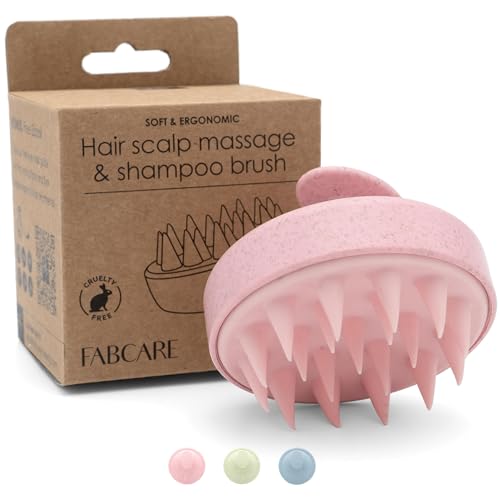 FABCARE Kopfhaut Massagebürste für Haarwachstum und Blutzirkulation, geeignet für alle Haartypen, aus Weizenstroh, ideal für Peeling und trockene Kopfhaut bei nassem oder trockenem Haar (Pink)