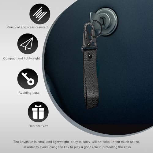 Image of Wevdn 2 PCS Car Key Chain, Fabric Metal Practical Multifunctional Motorcycle Keychain, Anti-Lost Keychain with O-Ring for Men Women (Black+Purple)