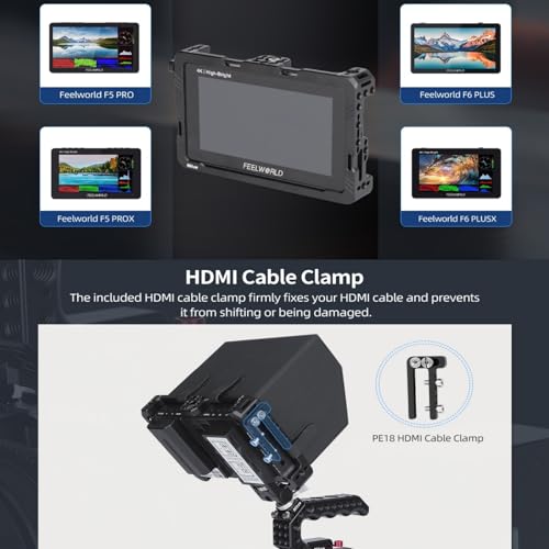 Image of Nitze Monitor Cage Kit,with HDMI Cable Clamp and LS5-B2 Sunhood Built-in Multiple 1 /4 inch Threaded Holes,for SLR Camera Monitor,Compatible with Feelworld F6 PLUSX / F6 Plus / F5 PRO / F5 Prox