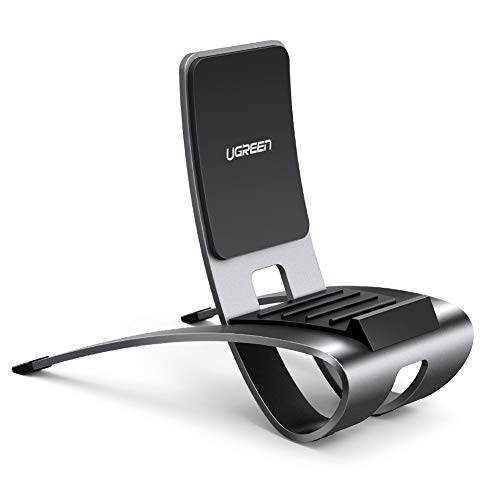 Suporte de celular UGREEN de alumínio compatível com iPhone 11 Pro Max SE Xs XR 8 7 Plus 6S 6, Samsung Galaxy S10 S9 S8 Note 9 8 S7 Edge S6 S5, LG G8 G7 G6 V30 V20, Google Pixel 3 2