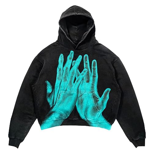 Buy Obenie Halloween Y2K Gothic Skull Alphabet Blast Print Hoodie, 1, X-Large at Amazon.in - Image 3