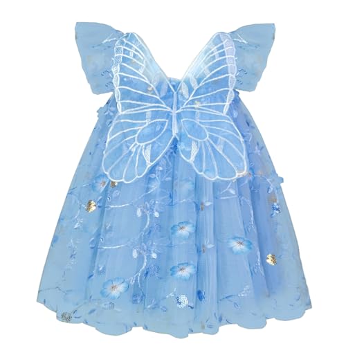 AGQT Baby Girls Tulle Tutu Dress Butterfly Print Back Sundress Size 6M-6T