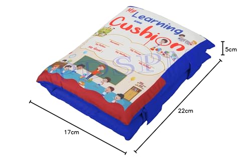 PDSPM Learning Cushion Pillow Book for Kids with 2 Languages Learn - English and Hindi, Activity Play, Soft Cloth Book Baby Pillow Toy,(Cushion Blue) - Image 7 thumbnail