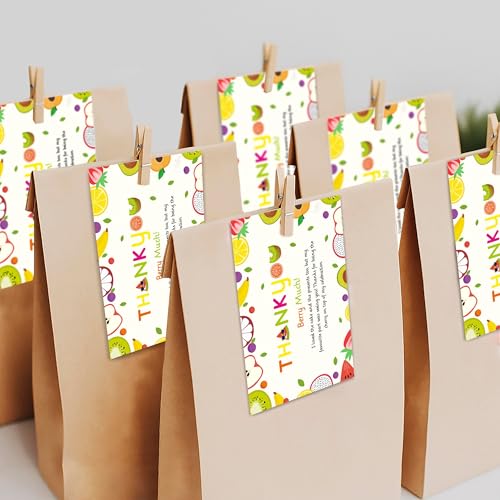 Image of Just Party Fruits Theme Thank You Cards for Return Gifts for Birthday Party (Pack of 10) | Colourful Thank You Tags for Return Gift for Boys & Girls