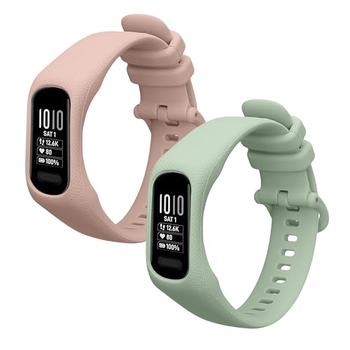 kwmobile Pulsera compatible con Garmin vivosmart 5 / Smart 5 correa - 2x Correas de silicona flexible - Tamaño ajustable