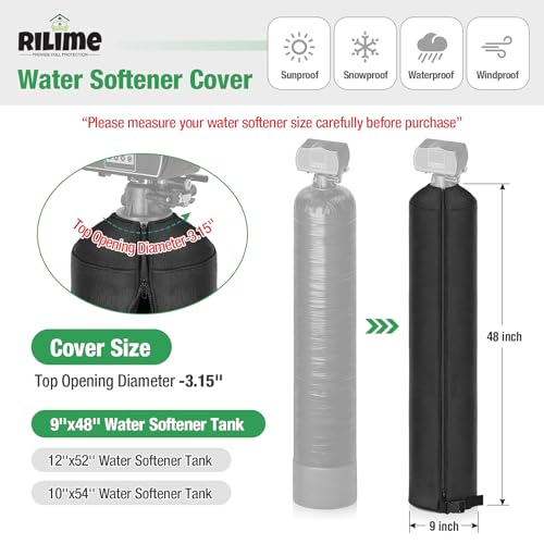 Water Softener Cover Outdoor,Neoprene Water Softener Sweat Jacket, Water Softener Tank Jacket with Secure Buckle Closure for All-Weather Protection-9''x48'' by Rilime - Image 2
