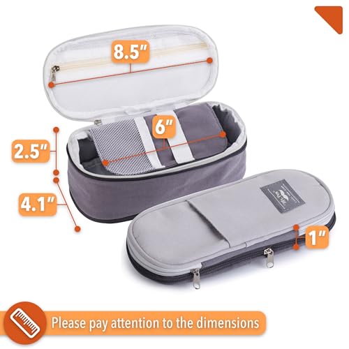 Image of Mr. Pen- Pencil Case Large, Fabric Pencil Pouch Large, Grey, Pen Bag, School Supplies, Pencil Pouch Cute (Pack of 2)