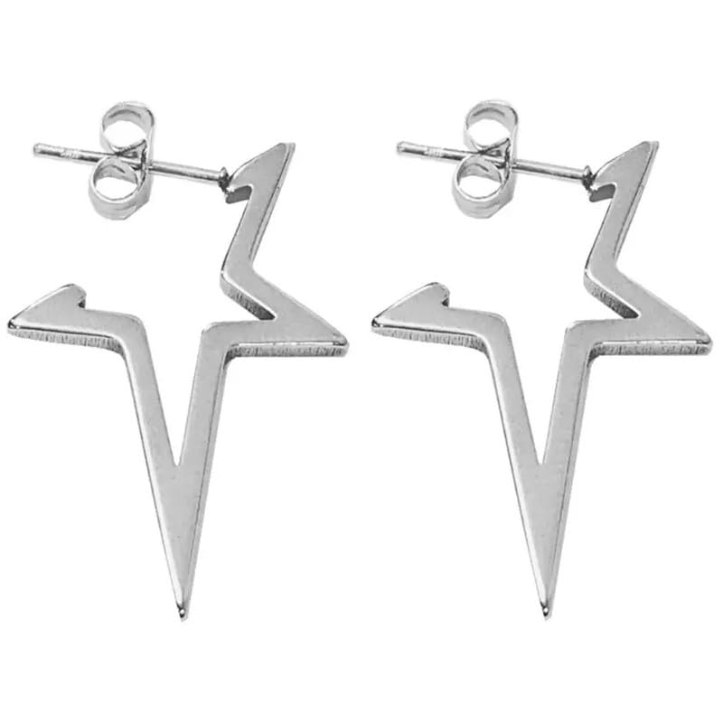 M Men Style Star Shape Stylish Hoop Earring Silver Metal Earrings For Men And Women (B0CM64SGGF) Amazon Price History, Amazon Price Tracker