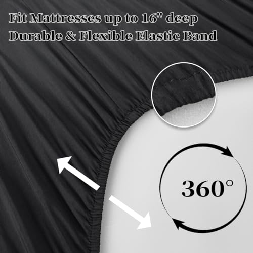 Shilucheng Sheet Set - Breathable & Cooling Bed Sheets - Soft 1800 Thread Count Microfiber Hotel Sheets - Comfy Bedding 16 Inch Deep Pockets & Easy Fit - 3 Piece (Twin, Black)