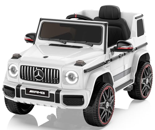 ANPABO Licensed Mercedes-Benz G63 Car for Kids, 12V Ride on Car w/Parent Remote Control, LED Headlights, Music Player & Horn, Soft Start, Low Battery Prompt, Kids Electric Car, White