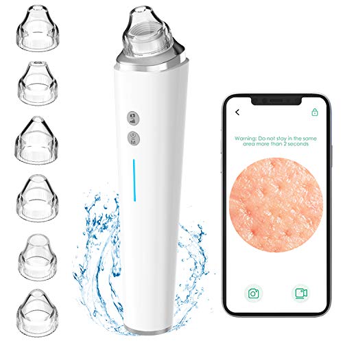 Blackhead Pore Vacuum Cleaner Remover with Wireless Camera - BQQCSTY WiFi Visual Acne Comedone Whitehead Extractor - 3 Adjustable Suction and 6 Porbes with 20X Microscope Camera