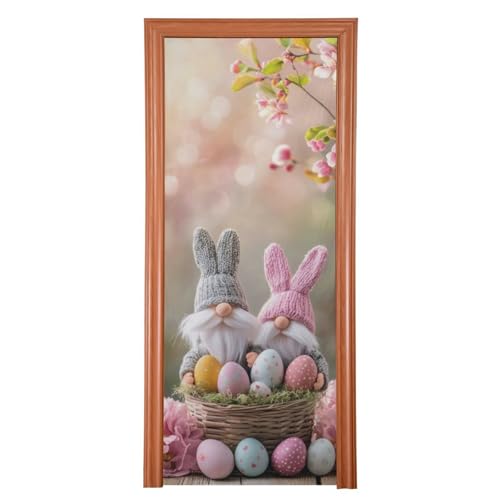 FLildon Easter Eggs Cute Gnomes Door Cover Decoration, Party Accessory Porch Decor for Festive Ornament Room Door Covers 36 x 98 Inch