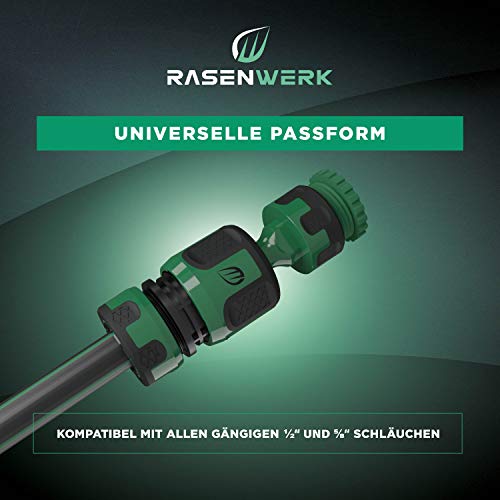 RASENWERK, Garden Hose Connector with Aquastop for 1/2 and 5/8 Inch Hose, Water Stop Premium Hose Connector - Image 3