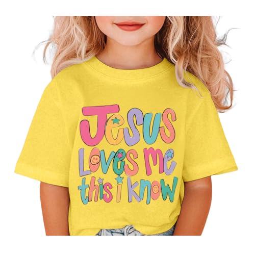 Image of BINTEHGS Jesus Shirts for Kids Christian Graphic Tees for Girls Religious God Tshirts Inspirational Bible Verse Cute T-Shirts