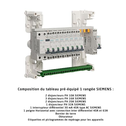 SIEMENS - Tableau 1 Rangée Pré-Équipé Monophasé - 1 Inter Diff 40A – vue 4
