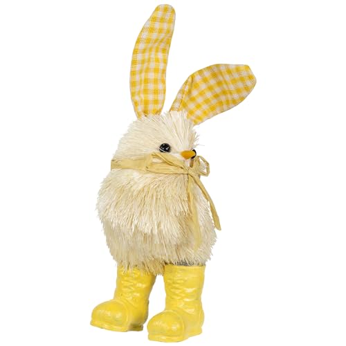 Northlight Chick with Plaid Rabbit Ears and Rainboots Easter Figurine - 7" - Yellow4