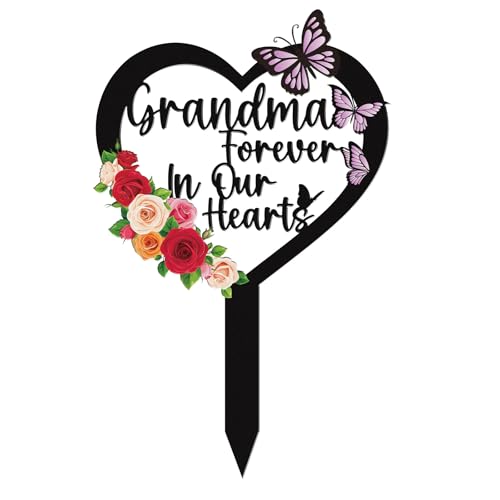 Rngmsi Grandma Memorial Cross Grave Marker 12"x7.8" Sympathy Garden Outdoor