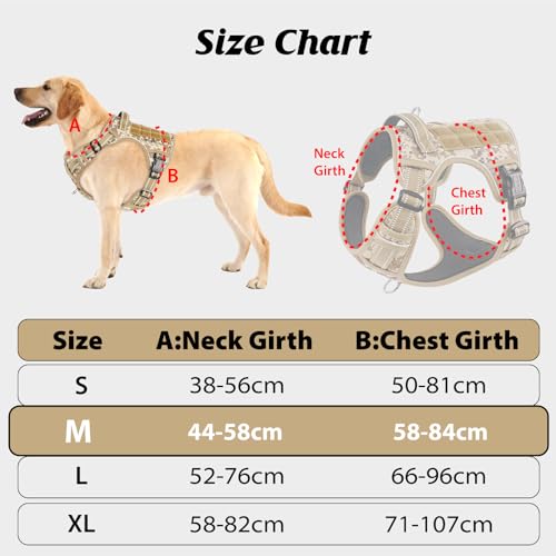 HEELE Hundegeschirr, Metall Taktisches Geschirr, Taktische Hundeweste, Service Hundegeschirr, MOLLE Sicherheitsgeschirr, Brustgeschirre für Hunde, Laufgeschirre für Hunde, Camouflage Braun, M