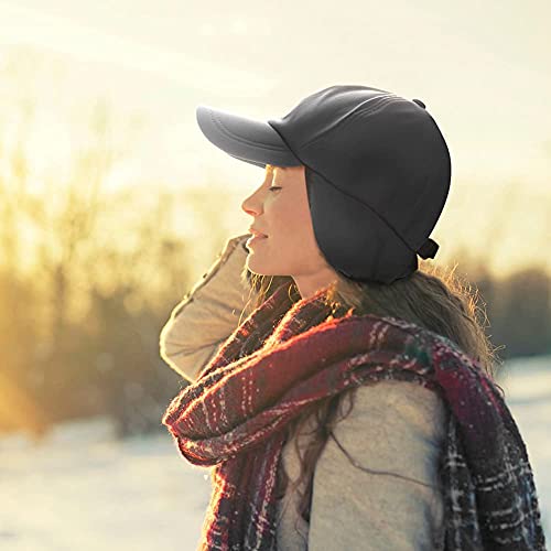 Womens Winter Baseball Cap With Earflaps Fleece Lined Warm Waterproof Hat Mens Outdoor Adventure Adjustable Cap #TOP4