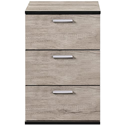 Yaheetech Table de Chevet Table de Nuit en Bois 40 x 35 x 60 cm Commode de Chevet avec 3 Tiroirs de Rangement pour Chambre à Coucher Salon Bureau Moderne