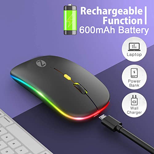 Image of Zoook Blade Wireless Mouse -Rechargeable 7 Colour mice /RGB Breathing Lights / 3 DPI Levels /Auto Shut Down /Silent Click Technology / 600 Mah Battery /Light Weight /Plug and Play (Black)