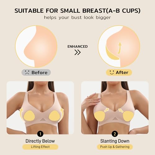 Niidor Bra Pads Inserts, Sticky Fabric Inserts Reusable, Push Up Sport Cups Inserts for Bikini Swimsuit Dress3