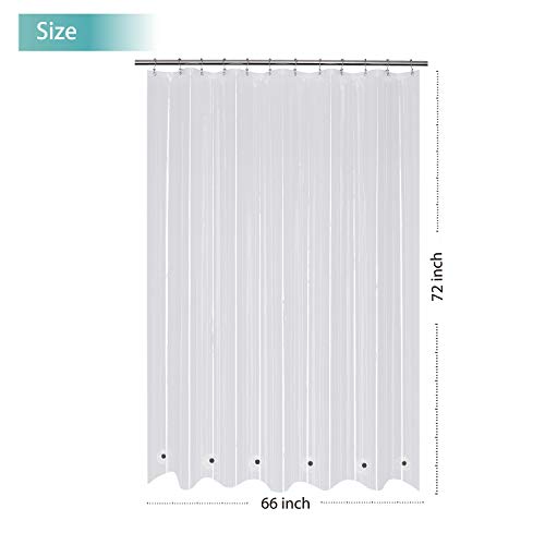 Image of Mrs Awesome 66x72 Shower Curtain Liner with 6 Magnets Clear Thick PEVA Waterproof Plastic Shower Curtain 66 x 72 inches, Clear